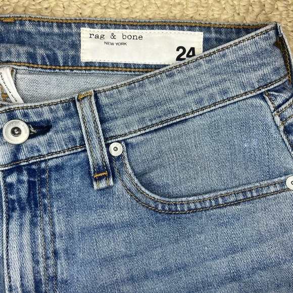 rag & bone Dre Low Rise Slim Boyfriend Raw Hem Light Blue Jean - Picture 4 of 7